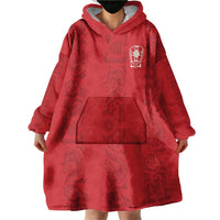 Custom York Minstrel Spirit Wearable Blanket Hoodie Norse Viking Pattern Red Version - Wonder Print Shop