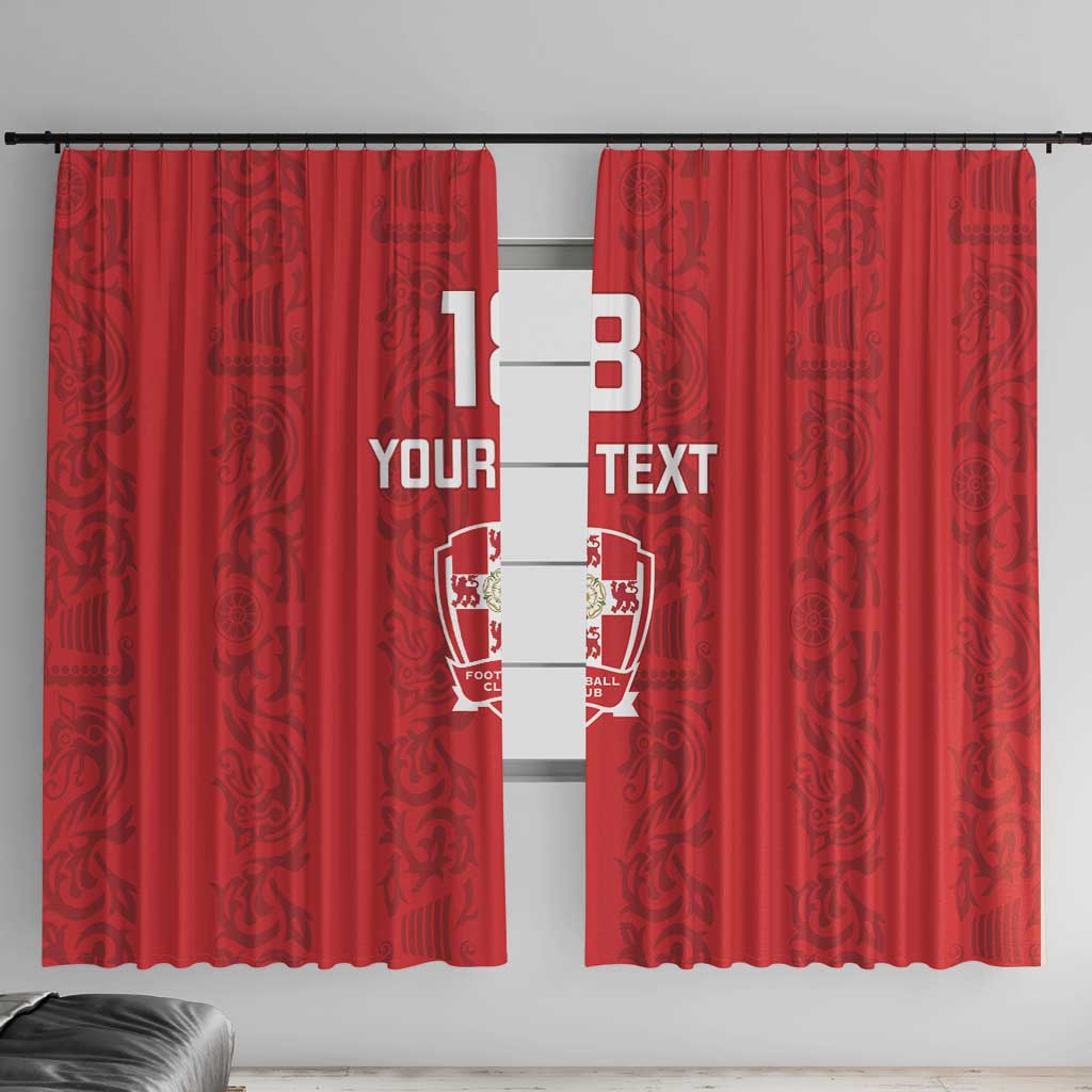 Custom York Minstrel Spirit Window Curtain Norse Viking Pattern Red Version - Wonder Print Shop
