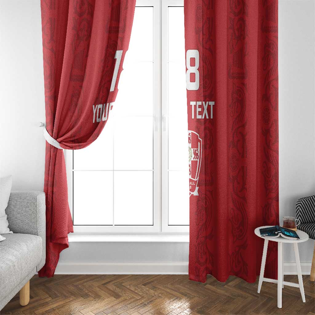 Custom York Minstrel Spirit Window Curtain Norse Viking Pattern Red Version - Wonder Print Shop