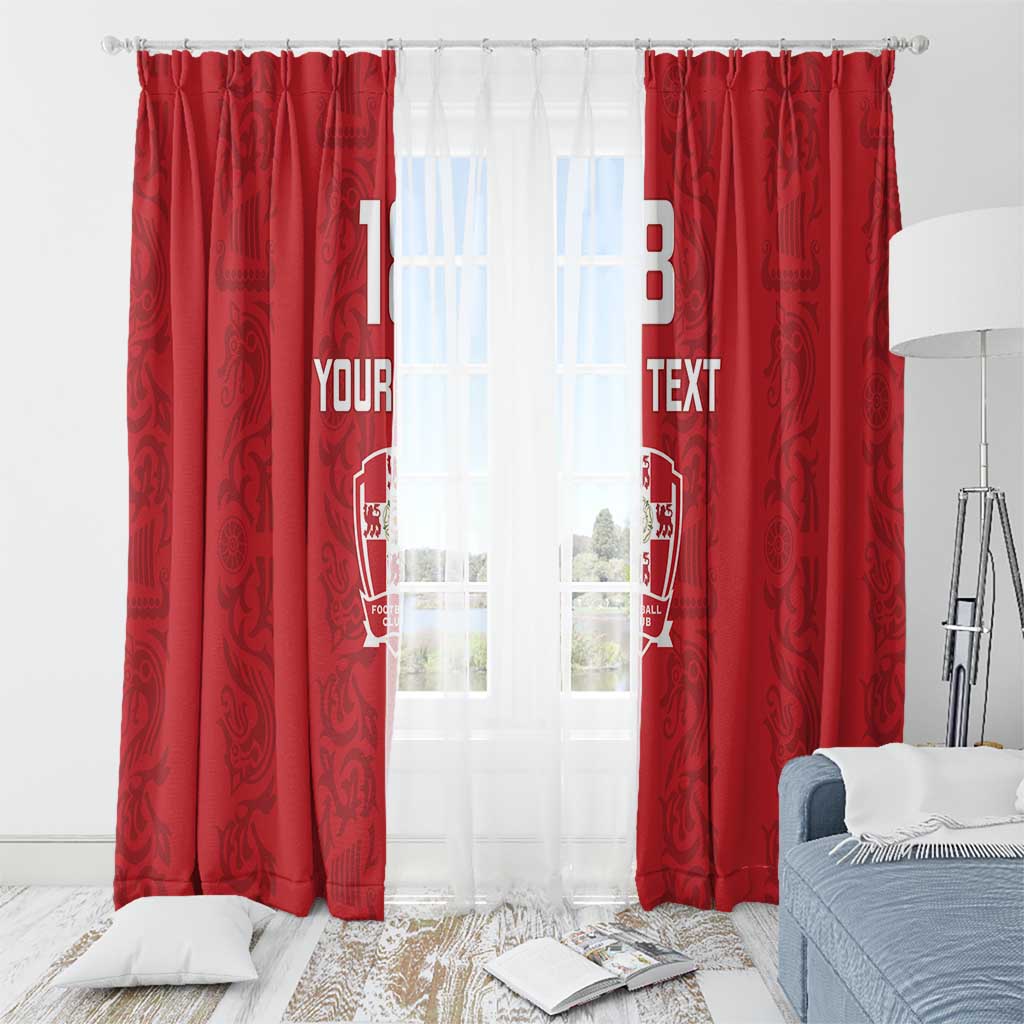 Custom York Minstrel Spirit Window Curtain Norse Viking Pattern Red Version - Wonder Print Shop