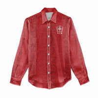 Custom York Minstrel Spirit Women Casual Shirt Norse Viking Pattern Red Version - Wonder Print Shop