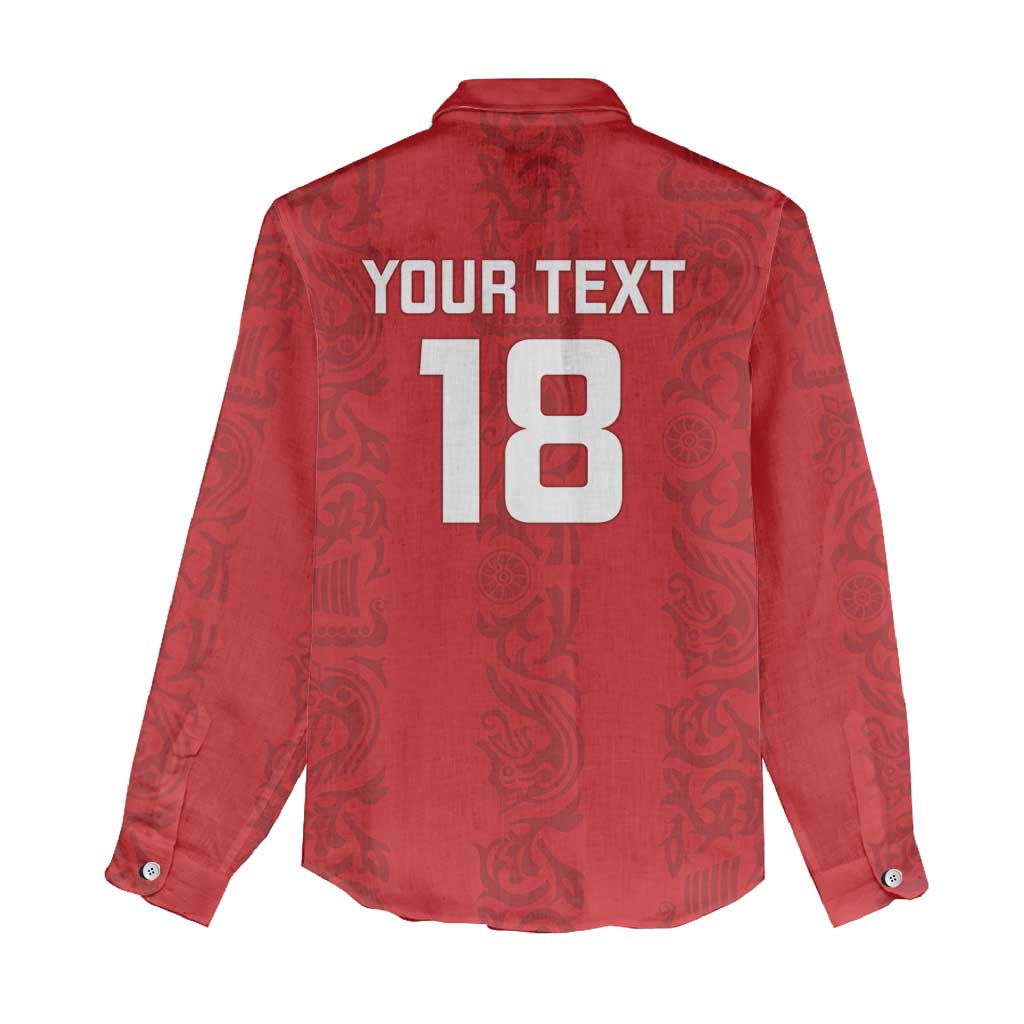 Custom York Minstrel Spirit Women Casual Shirt Norse Viking Pattern Red Version - Wonder Print Shop