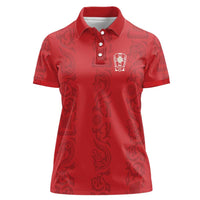 Custom York Minstrel Spirit Women Polo Shirt Norse Viking Pattern Red Version - Wonder Print Shop