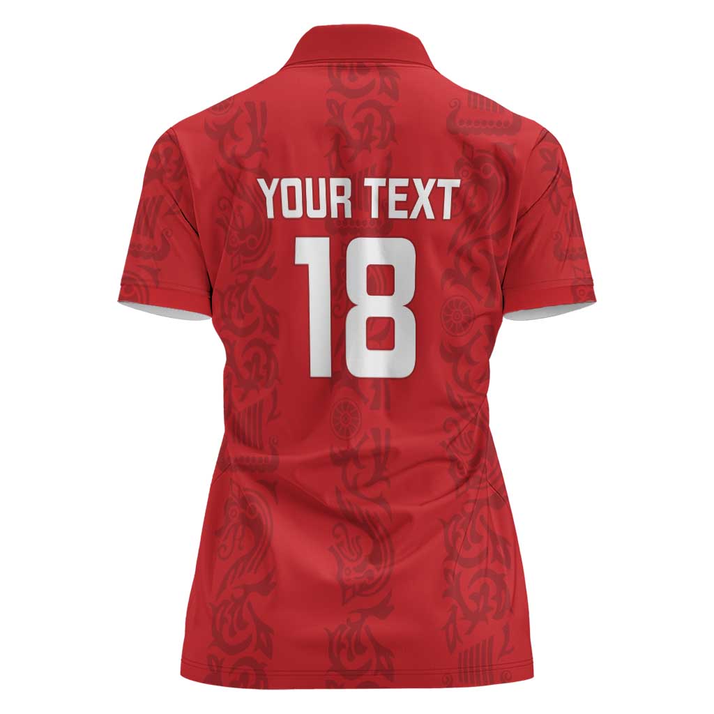 Custom York Minstrel Spirit Women Polo Shirt Norse Viking Pattern Red Version - Wonder Print Shop