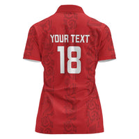 Custom York Minstrel Spirit Women Polo Shirt Norse Viking Pattern Red Version - Wonder Print Shop