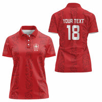 Custom York Minstrel Spirit Women Polo Shirt Norse Viking Pattern Red Version - Wonder Print Shop