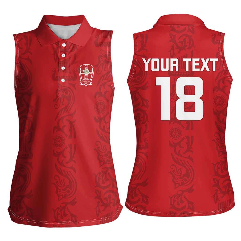 Custom York Minstrel Spirit Women Sleeveless Polo Shirt Norse Viking Pattern Red Version - Wonder Print Shop