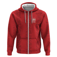 Custom York Minstrel Spirit Zip Hoodie Norse Viking Pattern Red Version - Wonder Print Shop