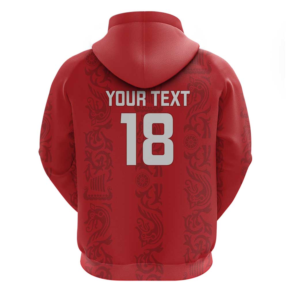 Custom York Minstrel Spirit Zip Hoodie Norse Viking Pattern Red Version - Wonder Print Shop