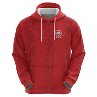 Custom York Minstrel Spirit Zip Hoodie Norse Viking Pattern Red Version - Wonder Print Shop