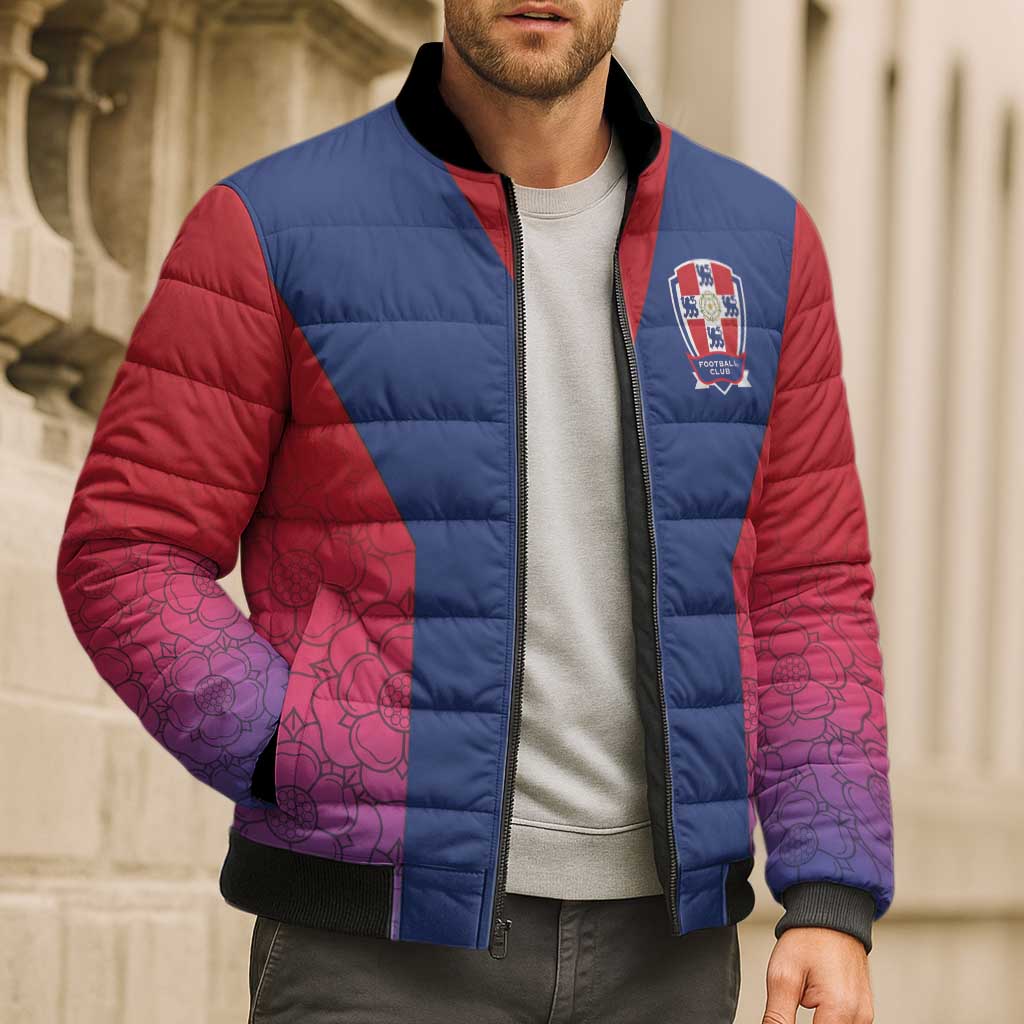 Custom York Heritage Minstrel Bomber Puffer Jacket White Rose of York Patterns - Wonder Print Shop