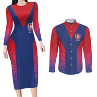 Custom York Heritage Minstrel Couples Matching Long Sleeve Bodycon Dress and Long Sleeve Button Shirt White Rose of York Patterns - Wonder Print Shop