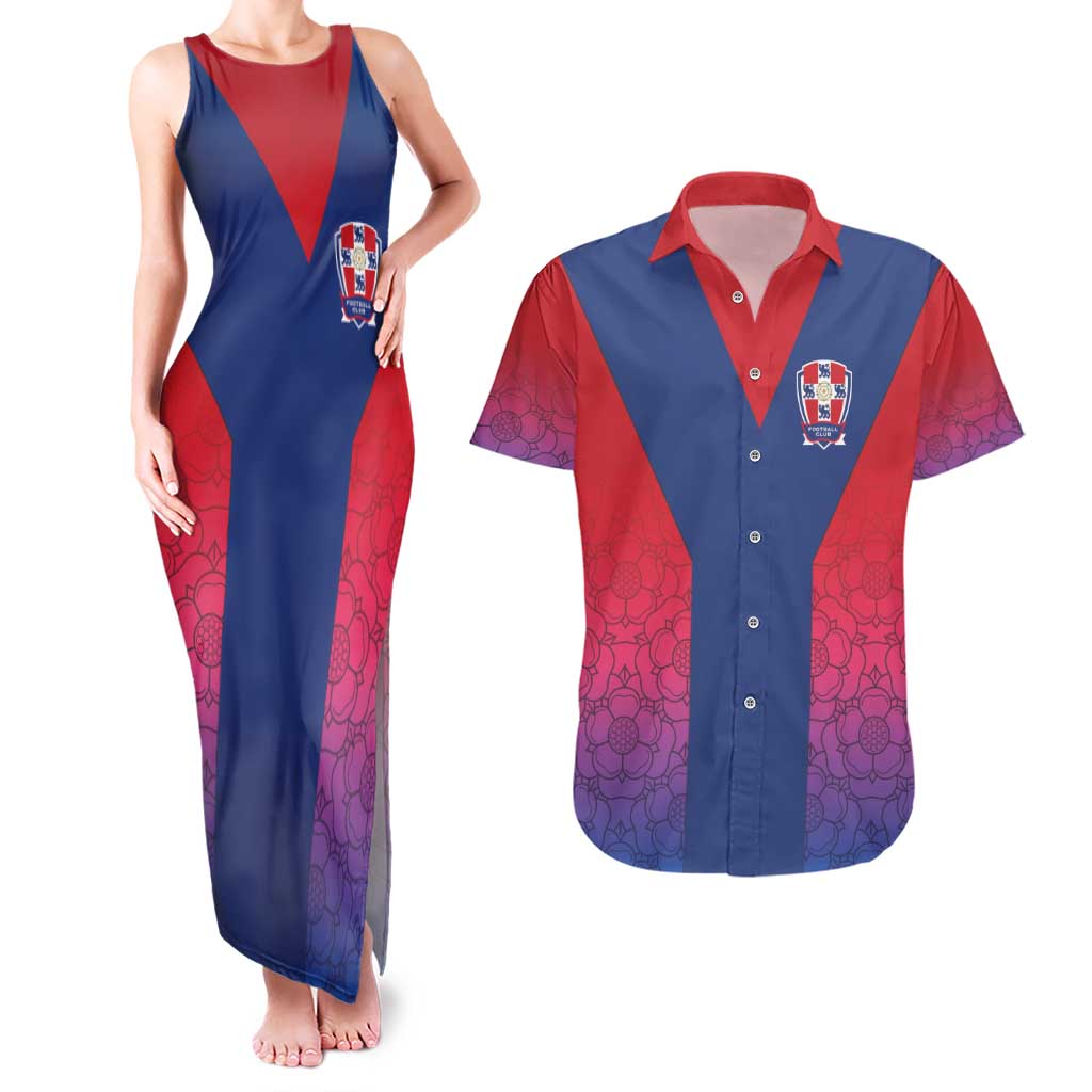 Custom York Heritage Minstrel Couples Matching Tank Maxi Dress and Hawaiian Shirt White Rose of York Patterns - Wonder Print Shop