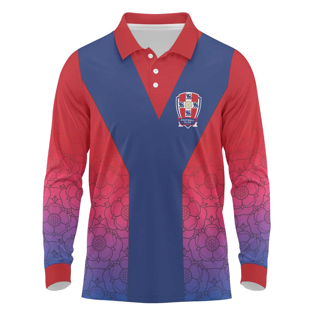 Custom York Heritage Minstrel Long Sleeve Polo Shirt White Rose of York Patterns - Wonder Print Shop