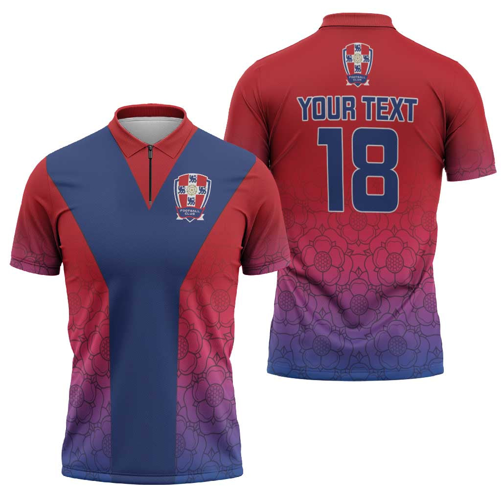 Custom York Heritage Minstrel Zipper Polo Shirt White Rose of York Patterns - Wonder Print Shop