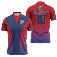 Custom York Heritage Minstrel Zipper Polo Shirt White Rose of York Patterns - Wonder Print Shop