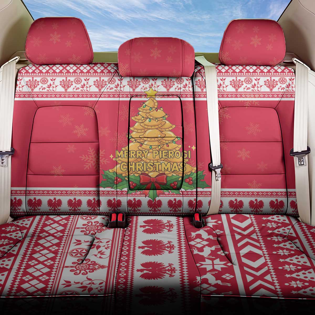 Poland Christmas Back Car Seat Cover Oh Pierogi Tree - Wonder Print Shop