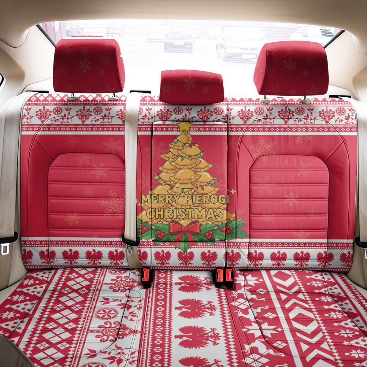 Poland Christmas Back Car Seat Cover Oh Pierogi Tree - Wonder Print Shop