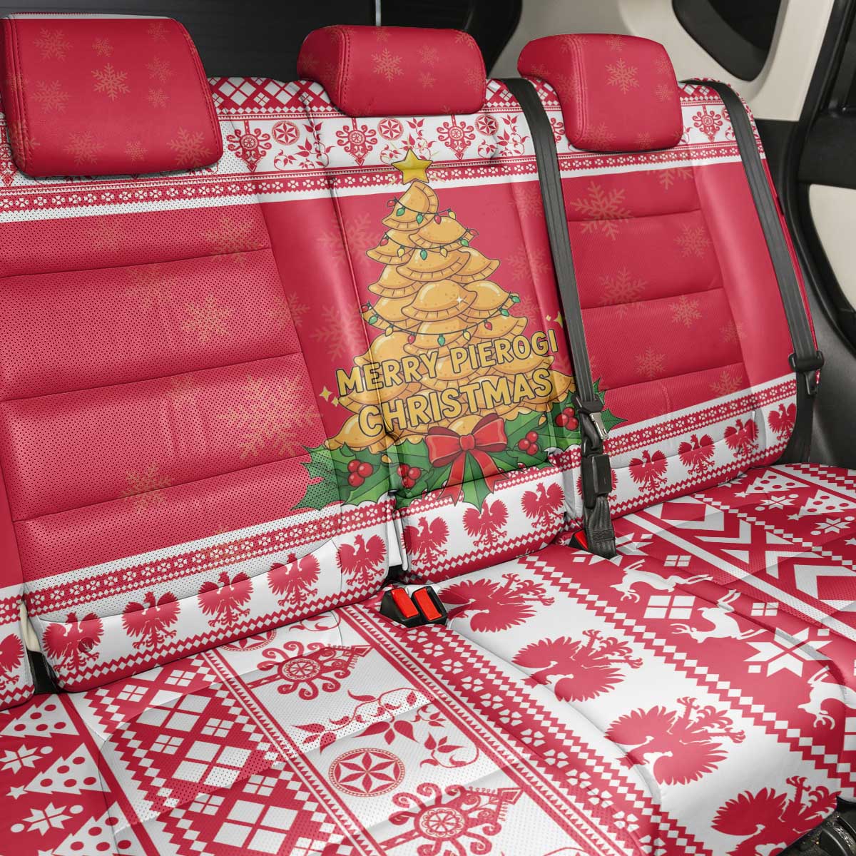 Poland Christmas Back Car Seat Cover Oh Pierogi Tree - Wonder Print Shop