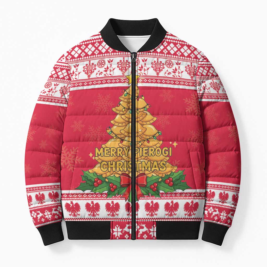 Poland Christmas Bomber Puffer Jacket Oh Pierogi Tree - Wonder Print Shop