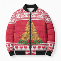 Poland Christmas Bomber Puffer Jacket Oh Pierogi Tree - Wonder Print Shop