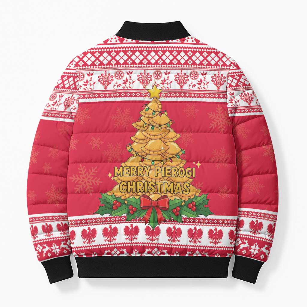 Poland Christmas Bomber Puffer Jacket Oh Pierogi Tree - Wonder Print Shop