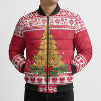 Poland Christmas Bomber Puffer Jacket Oh Pierogi Tree - Wonder Print Shop