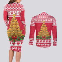 Poland Christmas Couples Matching Long Sleeve Bodycon Dress and Long Sleeve Button Shirt Oh Pierogi Tree - Wonder Print Shop