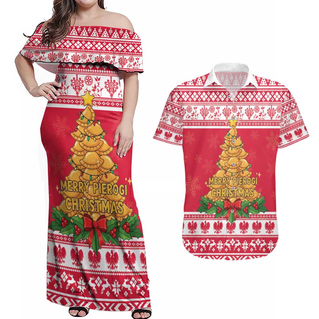 Poland Christmas Couples Matching Off Shoulder Maxi Dress and Hawaiian Shirt Oh Pierogi Tree - Wonder Print Shop