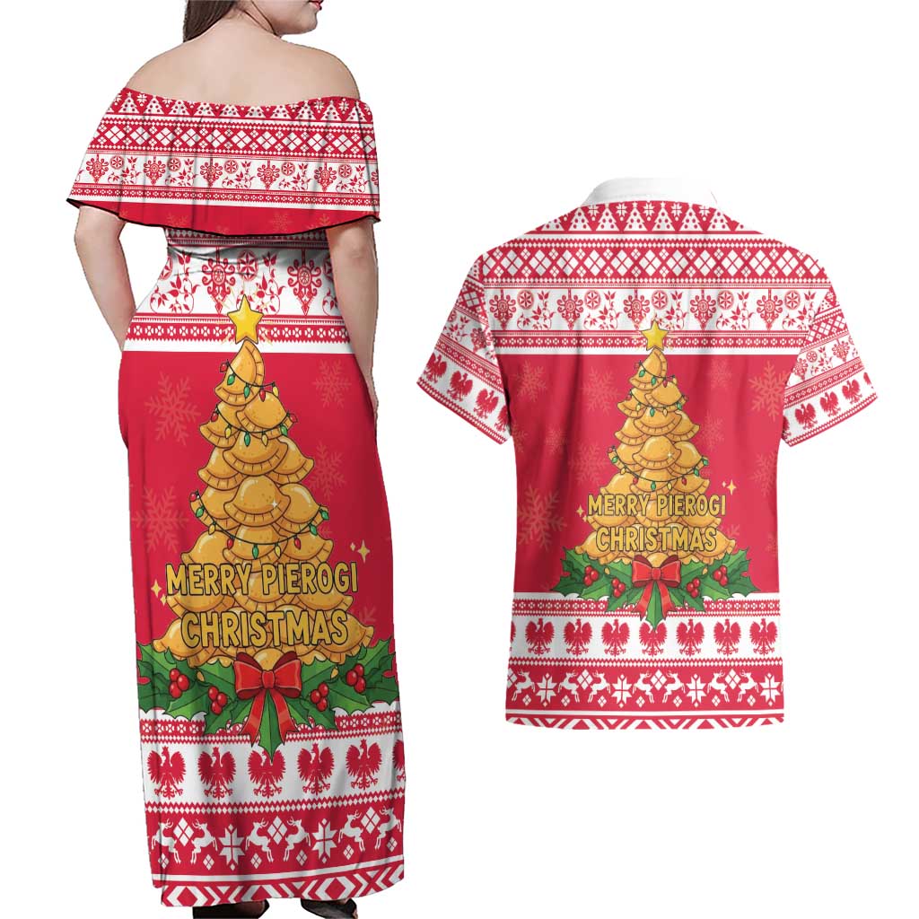 Poland Christmas Couples Matching Off Shoulder Maxi Dress and Hawaiian Shirt Oh Pierogi Tree - Wonder Print Shop