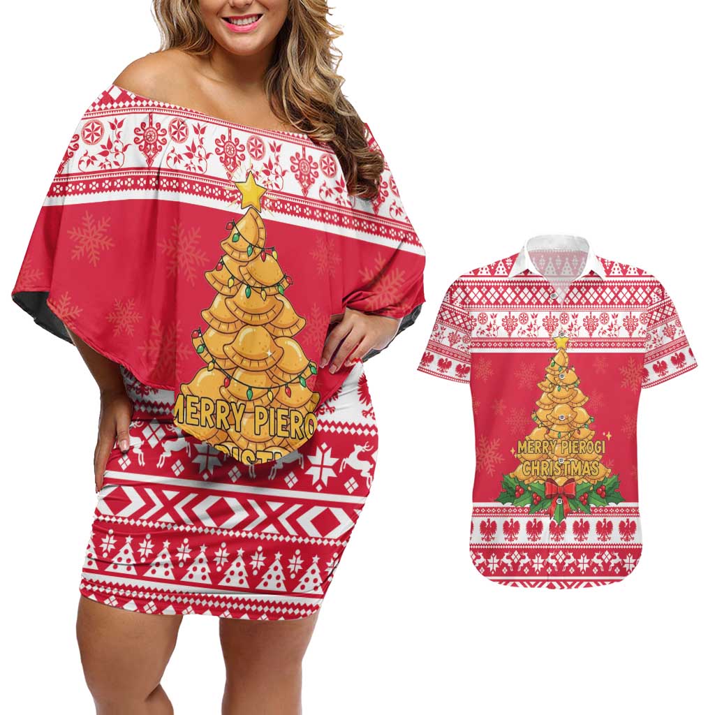 Poland Christmas Couples Matching Off Shoulder Short Dress and Hawaiian Shirt Oh Pierogi Tree - Wonder Print Shop