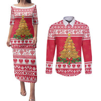 Poland Christmas Couples Matching Puletasi and Long Sleeve Button Shirt Oh Pierogi Tree - Wonder Print Shop