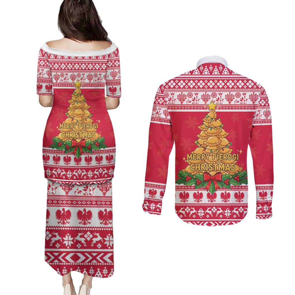 Poland Christmas Couples Matching Puletasi and Long Sleeve Button Shirt Oh Pierogi Tree - Wonder Print Shop