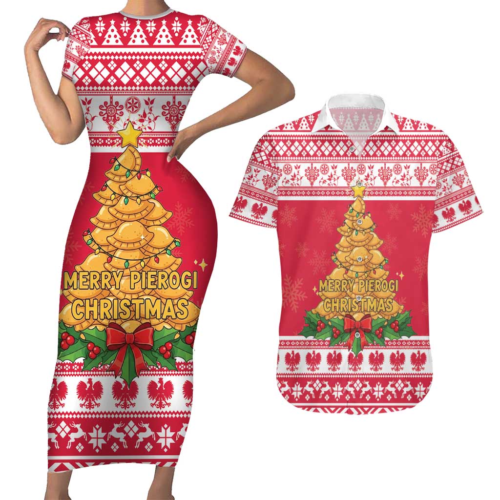 Poland Christmas Couples Matching Short Sleeve Bodycon Dress and Hawaiian Shirt Oh Pierogi Tree - Wonder Print Shop