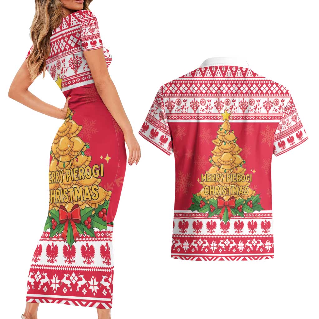 Poland Christmas Couples Matching Short Sleeve Bodycon Dress and Hawaiian Shirt Oh Pierogi Tree - Wonder Print Shop