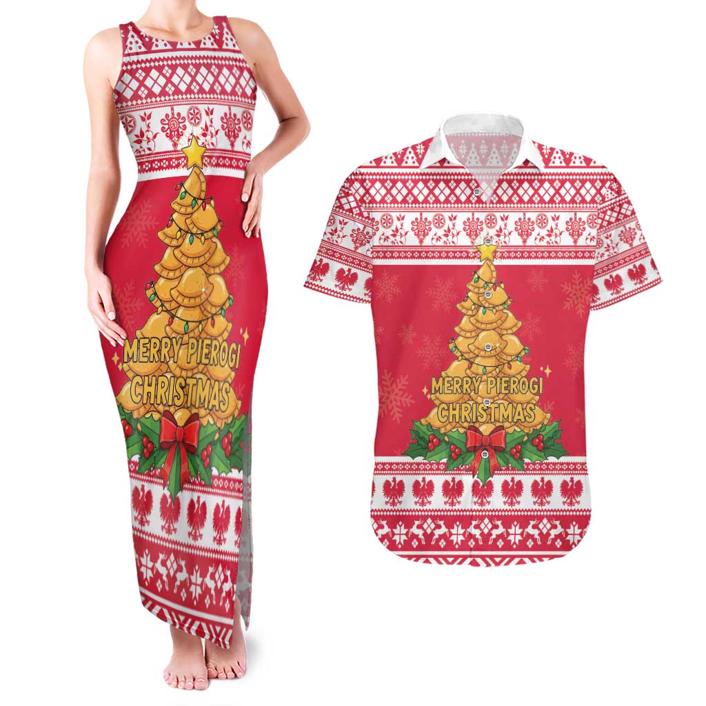 Poland Christmas Couples Matching Tank Maxi Dress and Hawaiian Shirt Oh Pierogi Tree - Wonder Print Shop