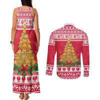Poland Christmas Couples Matching Tank Maxi Dress and Long Sleeve Button Shirt Oh Pierogi Tree - Wonder Print Shop