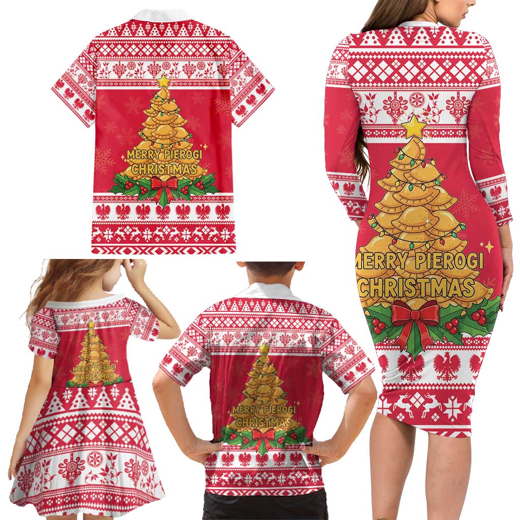 Poland Christmas Family Matching Long Sleeve Bodycon Dress and Hawaiian Shirt Oh Pierogi Tree - Wonder Print Shop