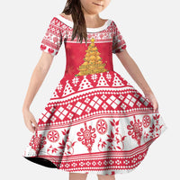Poland Christmas Family Matching Off The Shoulder Long Sleeve Dress and Hawaiian Shirt Oh Pierogi Tree - Wonder Print Shop