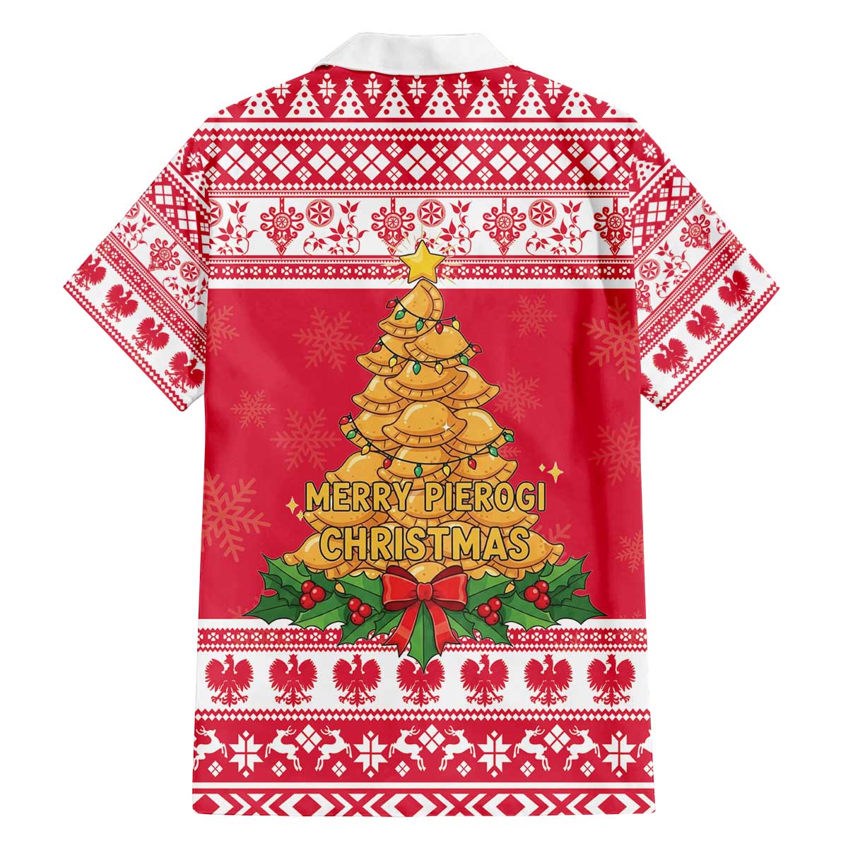 Poland Christmas Family Matching Off The Shoulder Long Sleeve Dress and Hawaiian Shirt Oh Pierogi Tree - Wonder Print Shop