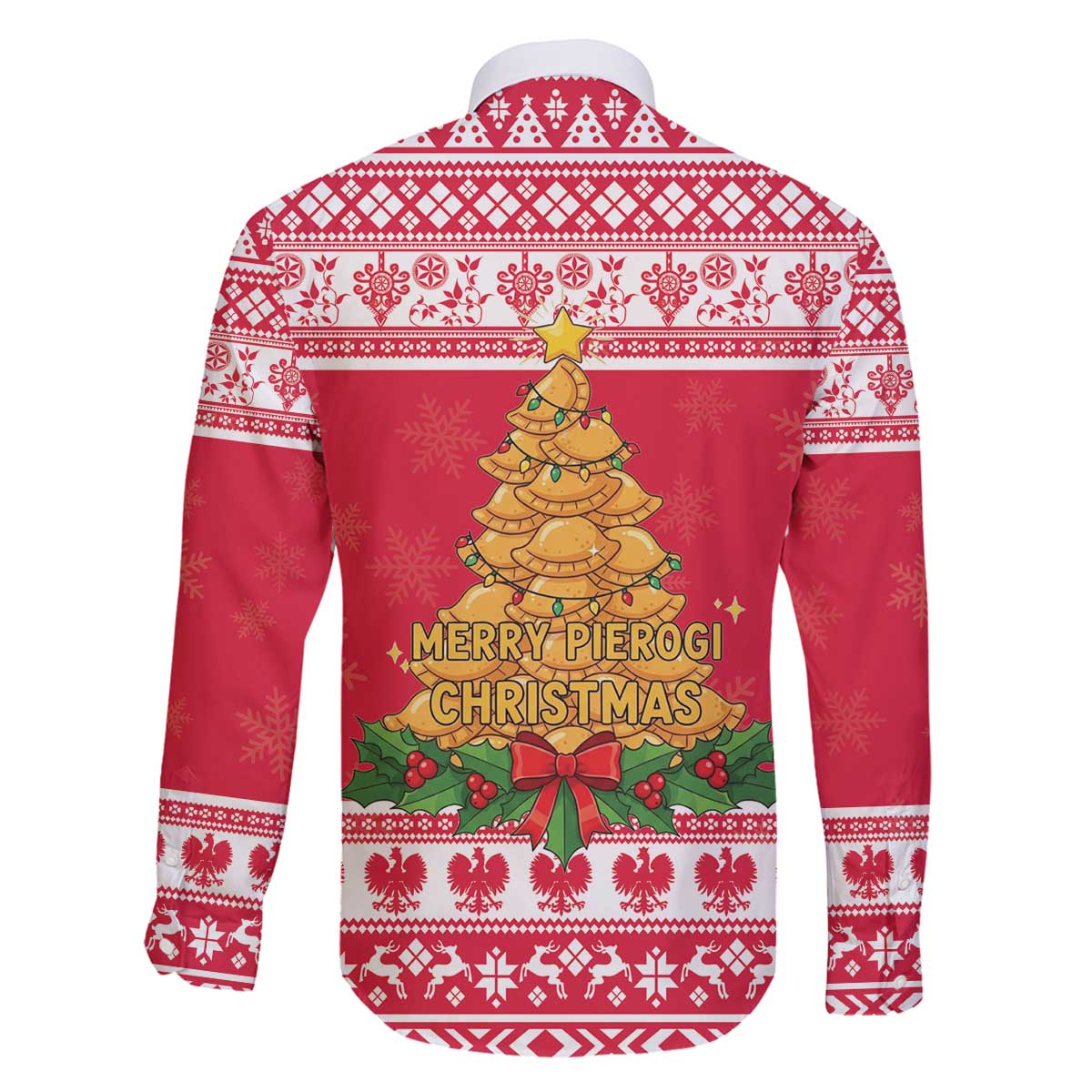 Poland Christmas Family Matching Off The Shoulder Long Sleeve Dress and Hawaiian Shirt Oh Pierogi Tree - Wonder Print Shop