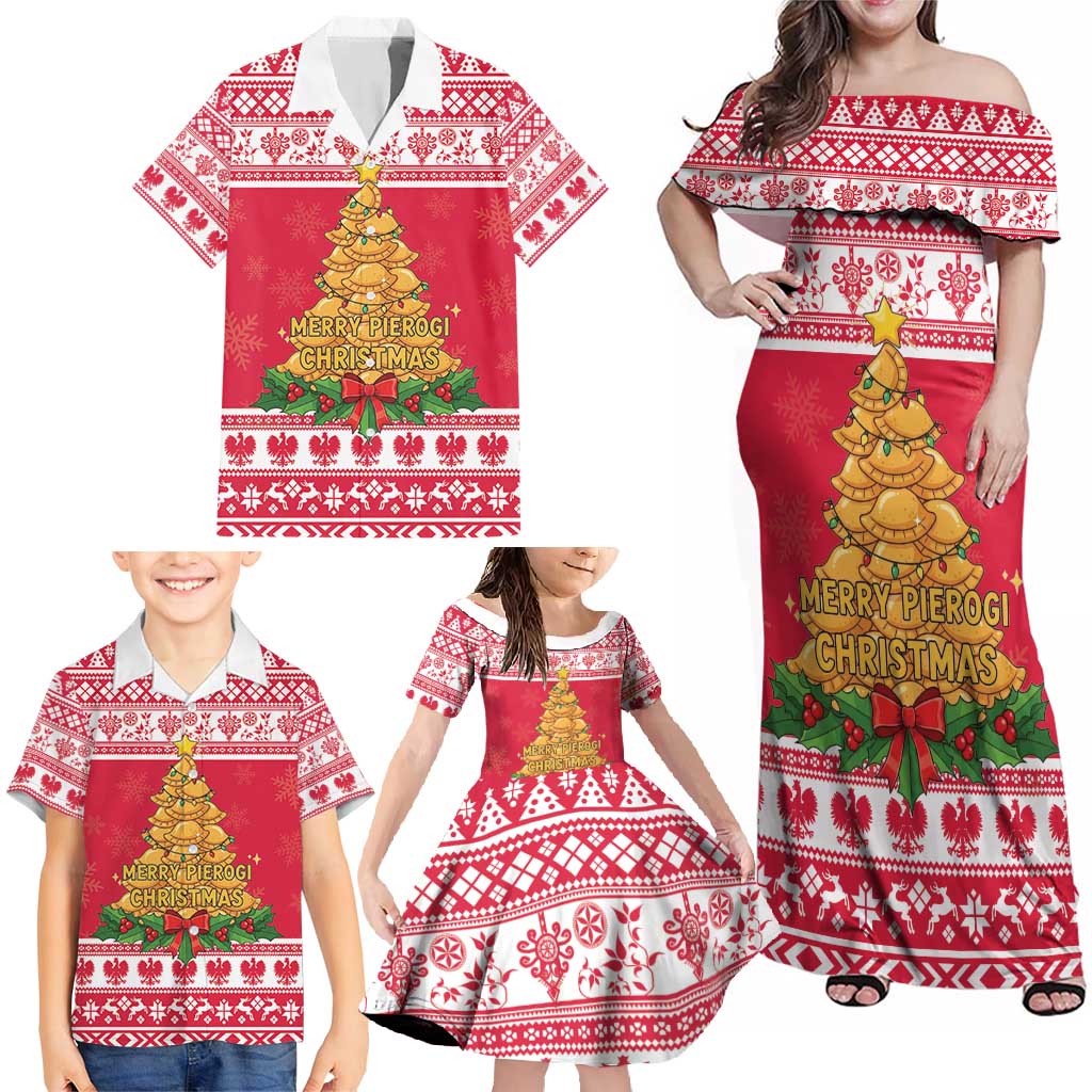 Poland Christmas Family Matching Off Shoulder Maxi Dress and Hawaiian Shirt Oh Pierogi Tree - Wonder Print Shop