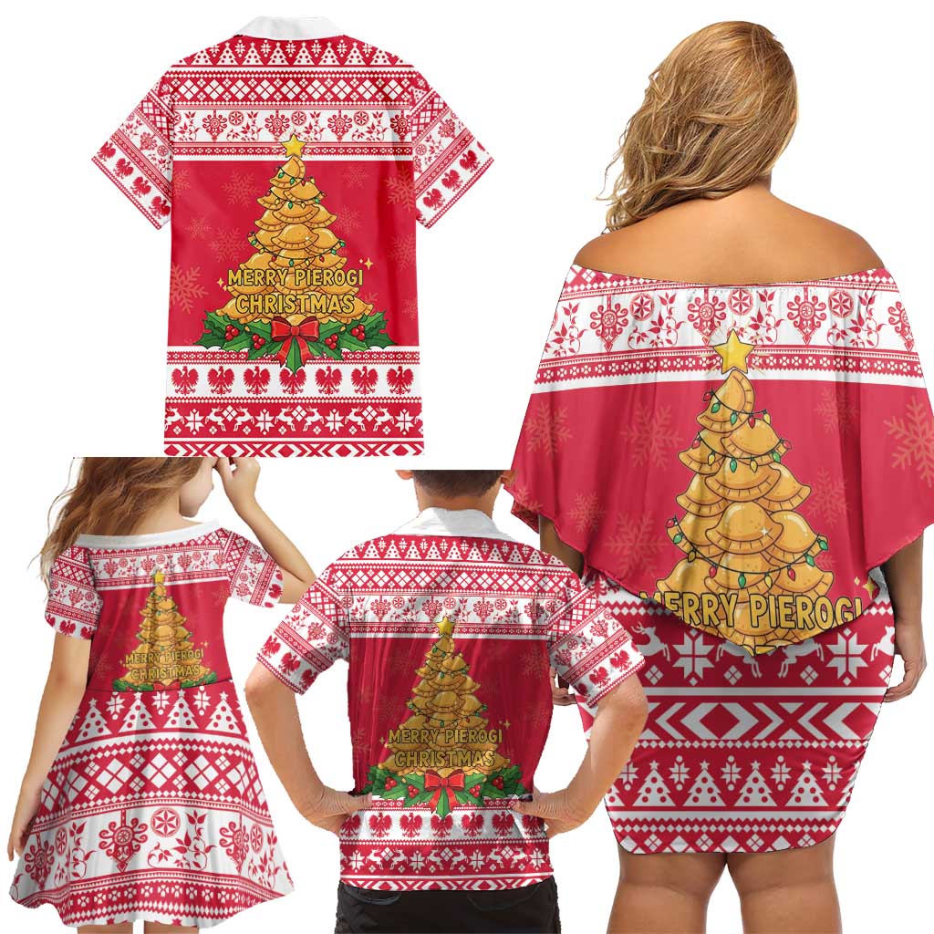 Poland Christmas Family Matching Off Shoulder Short Dress and Hawaiian Shirt Oh Pierogi Tree - Wonder Print Shop