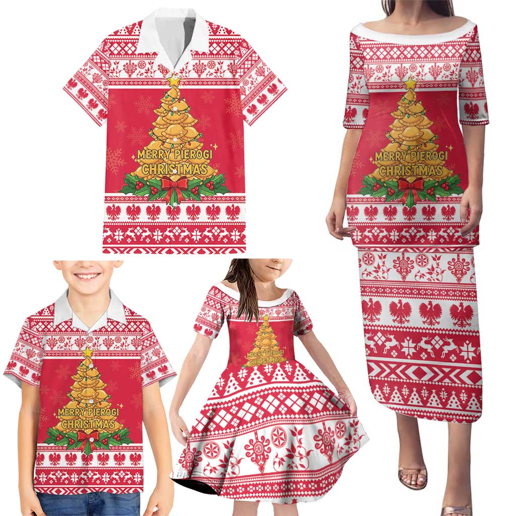Poland Christmas Family Matching Puletasi and Hawaiian Shirt Oh Pierogi Tree - Wonder Print Shop