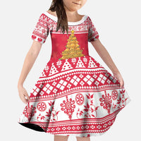 Poland Christmas Family Matching Short Sleeve Bodycon Dress and Hawaiian Shirt Oh Pierogi Tree - Wonder Print Shop