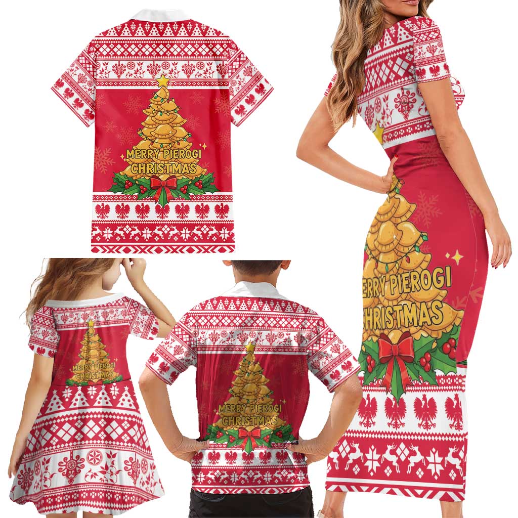 Poland Christmas Family Matching Short Sleeve Bodycon Dress and Hawaiian Shirt Oh Pierogi Tree - Wonder Print Shop
