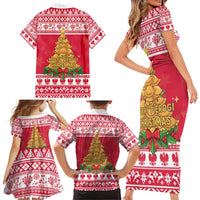 Poland Christmas Family Matching Short Sleeve Bodycon Dress and Hawaiian Shirt Oh Pierogi Tree - Wonder Print Shop