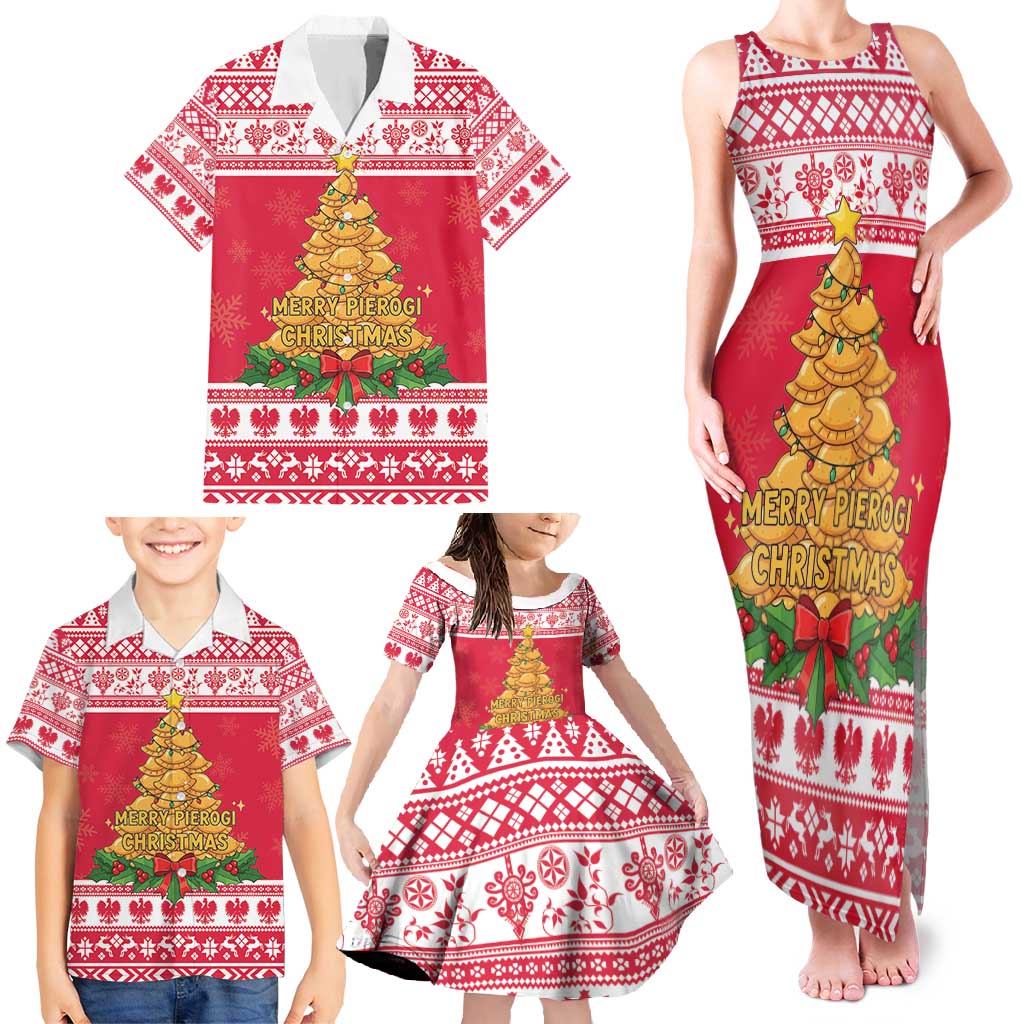 Poland Christmas Family Matching Tank Maxi Dress and Hawaiian Shirt Oh Pierogi Tree - Wonder Print Shop