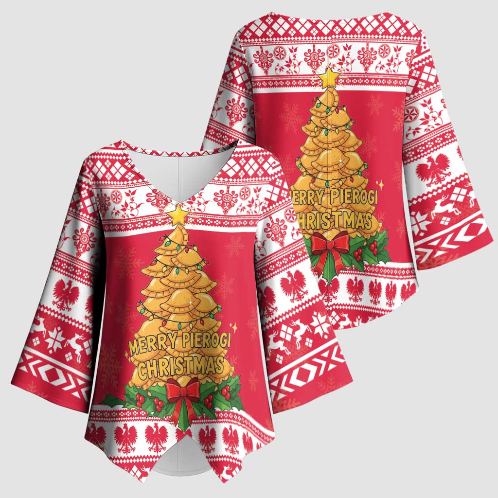 Poland Christmas Kimono Sleeve Blouse Oh Pierogi Tree - Wonder Print Shop
