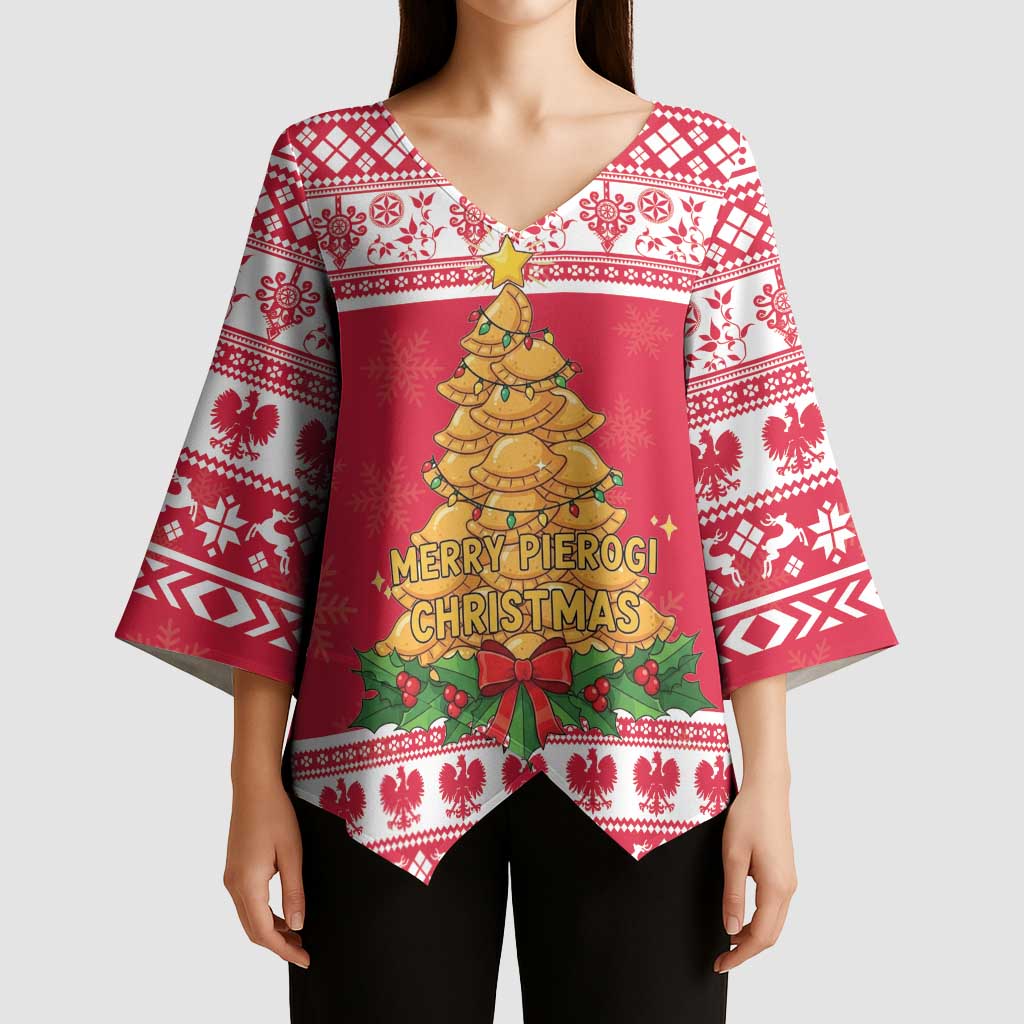 Poland Christmas Kimono Sleeve Blouse Oh Pierogi Tree - Wonder Print Shop